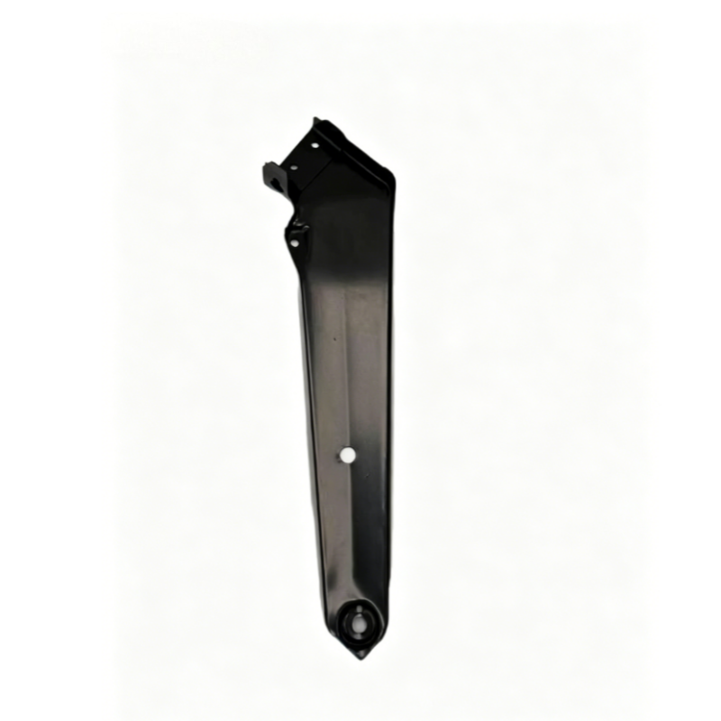Headlight mounting bracket, black metal with side tabs and lower circular mount