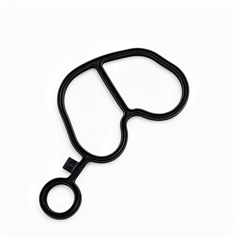 Engine oil cooler gasket, black rubber shaped seal with small O-ring