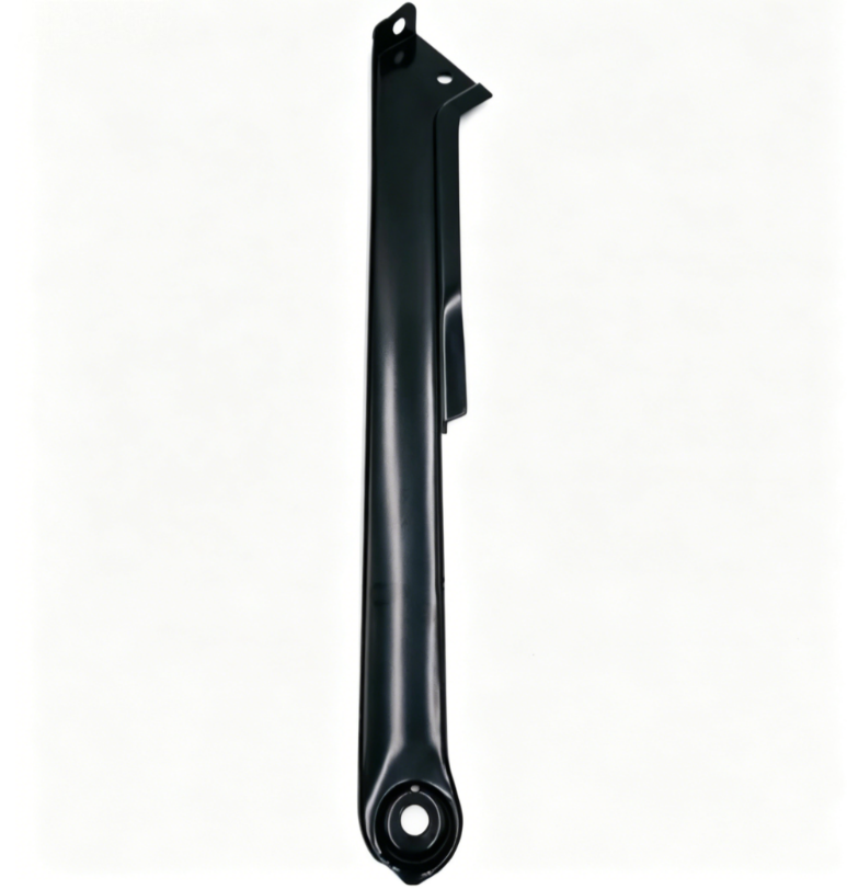 Black side headlight mounting bracket with top mounting hole and lower circular socket