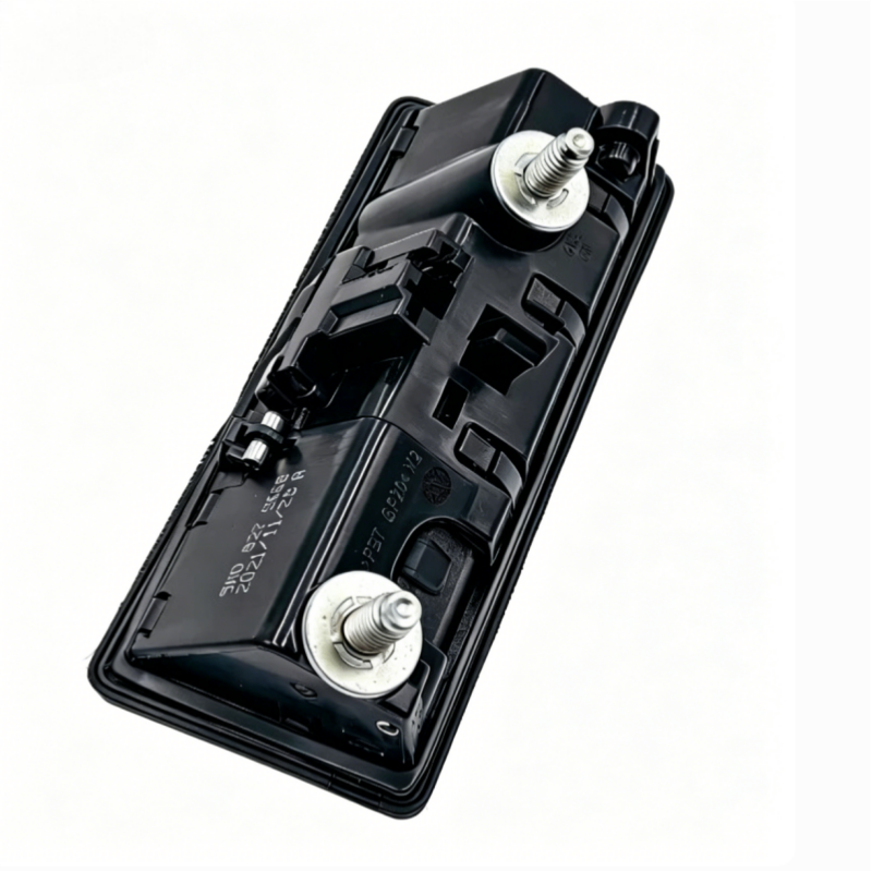 Black tailgate handle assembly with two studs and molded latch components