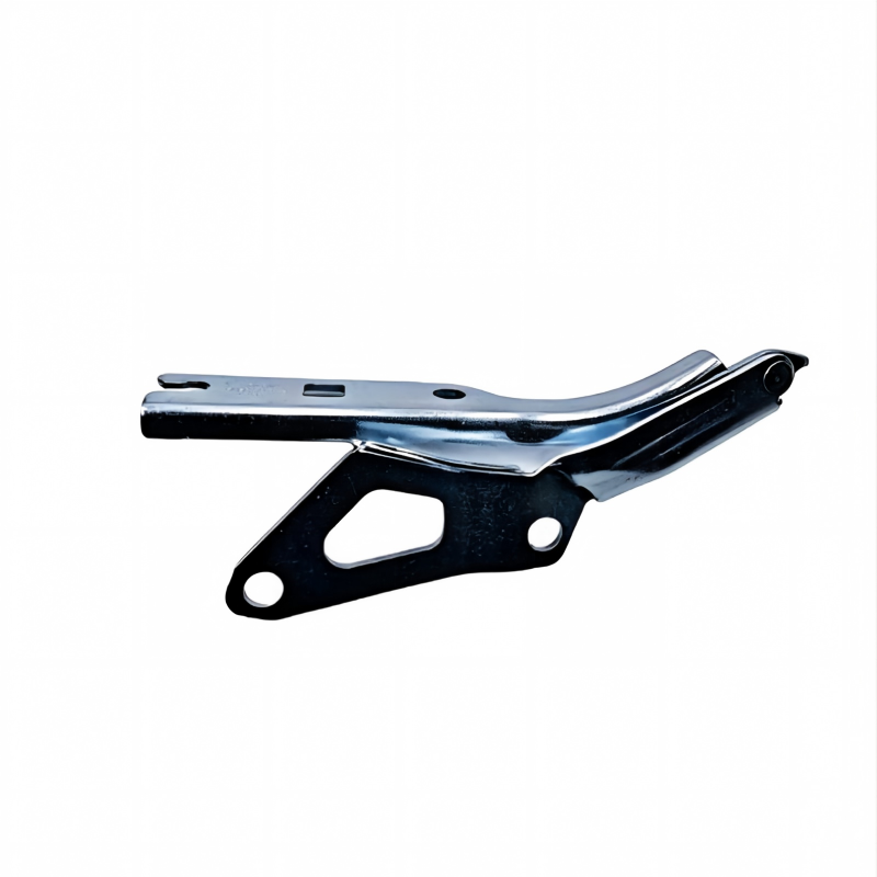 Left and right hood hinge brackets, chrome arms with black base