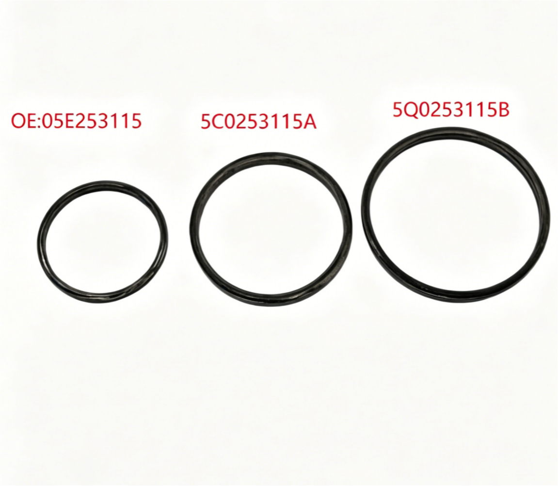 Set of three round exhaust gasket rings, dark gray/black