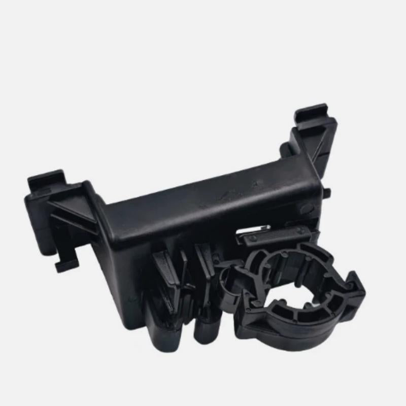 Black A/C pipe mounting bracket with clips and circular clamp