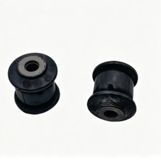 Control arm bushing pair: black rubber with metal sleeve and central hole