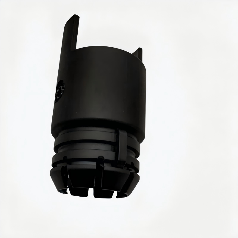 Black cylindrical heater hose quick connector clip with two prongs and locking tabs