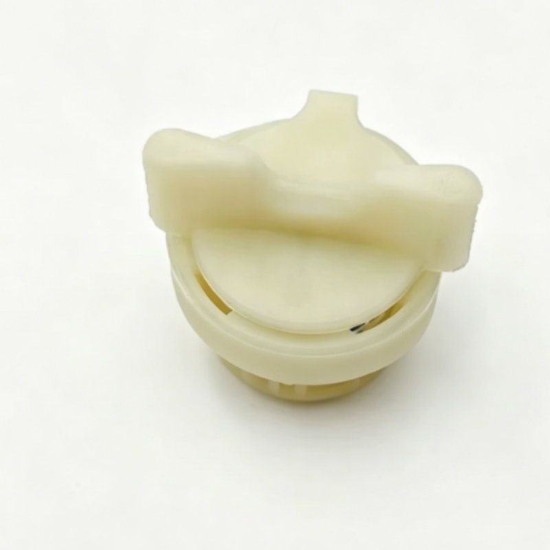 Plastic tail light mounting retainer, side view with curved profile and clip arms
