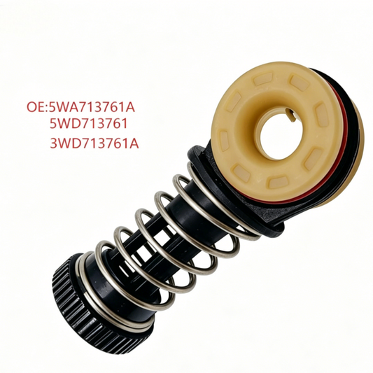 Shift cable connector assembly with beige center bushing and black coiled spring