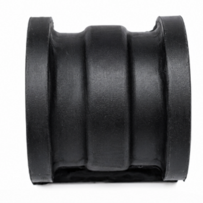 Black stabilizer bar bushing sleeve, side view with raised edges