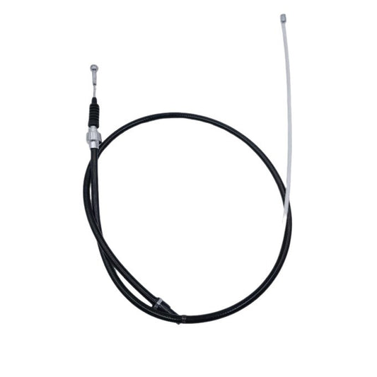 Parking brake cable with black sheath and metal end fittings, long looped cable