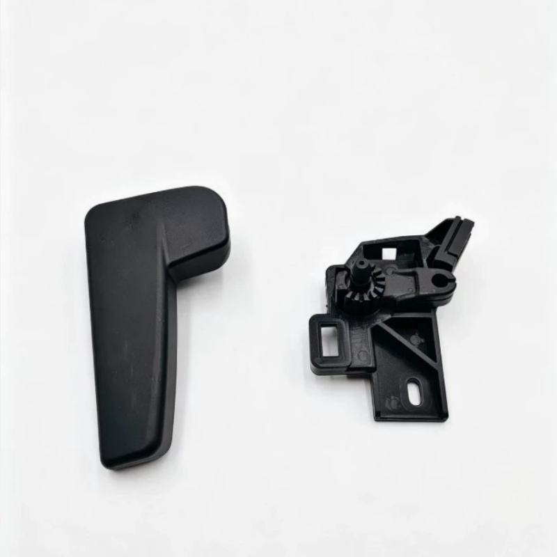 Black hood release handle with latch mechanism and mounting bracket