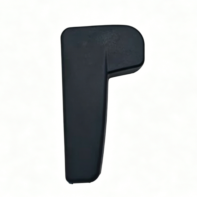 Hood latch lever, black molded plastic handle with side tab