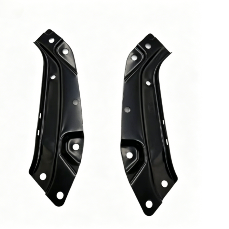 Pair of black headlight support brackets with mounting holes for left and right fitment