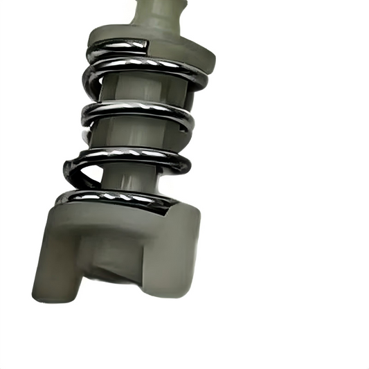 Tail light mounting screw close-up with chrome spring rings and gray mounting clip
