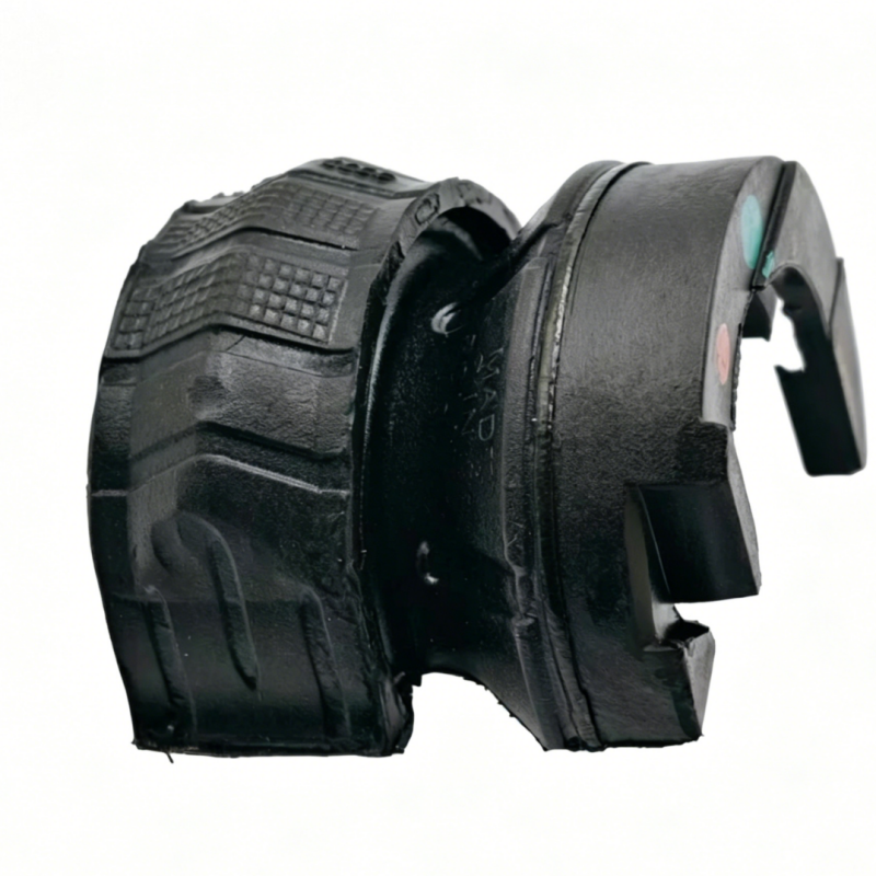 Stabilizer bar bushing, black rubber with molded channels and mounting tabs