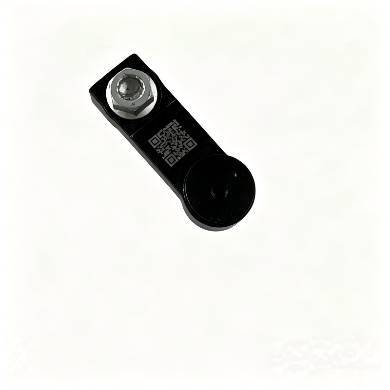 Black shift cable connector with metal hex screw, QR code strip, mounting slot