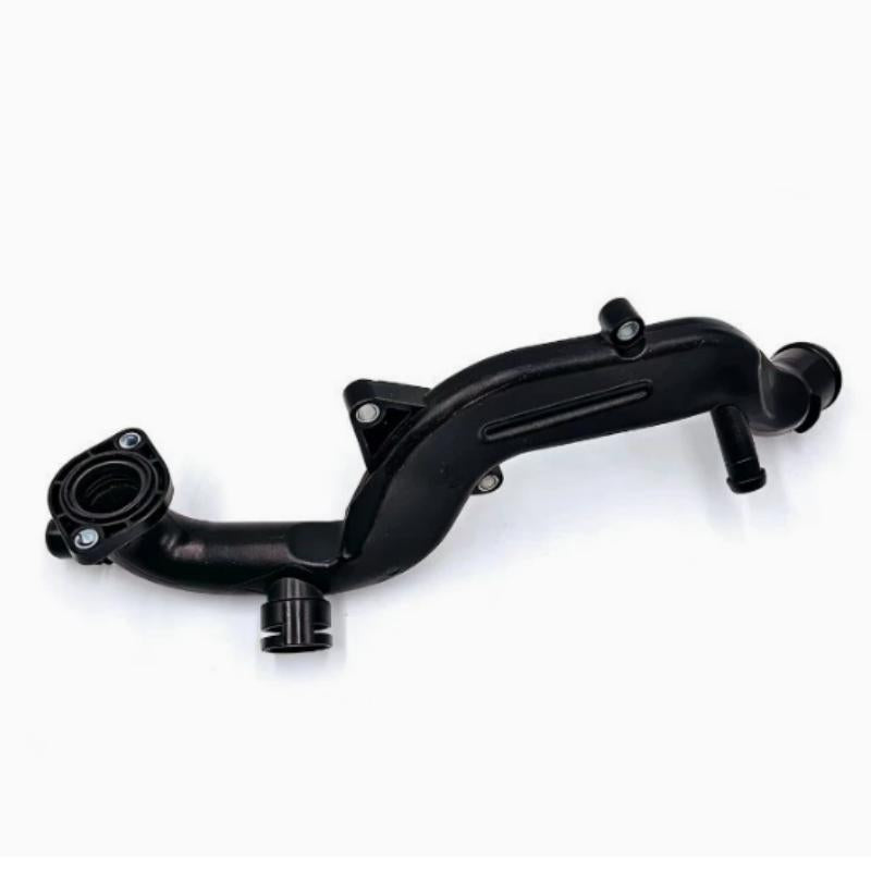 Black coolant hose assembly with molded routing and mounting base ports