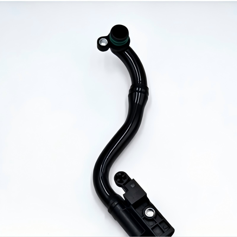 Black vacuum hose with mounting grommet and bracketed connector