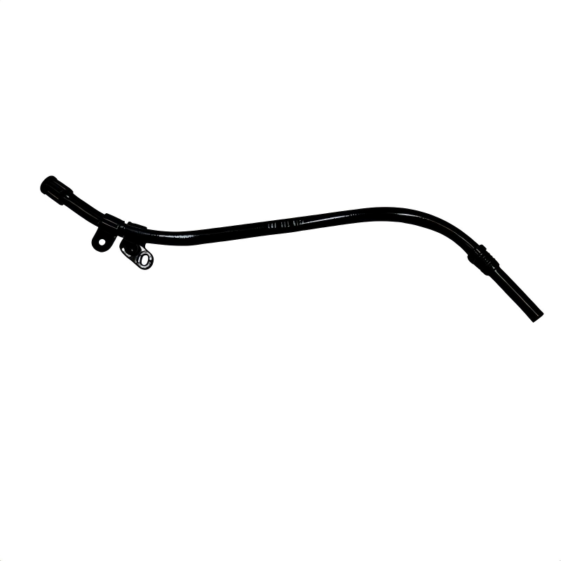 Engine oil dipstick guide tube with angled handle and end cap