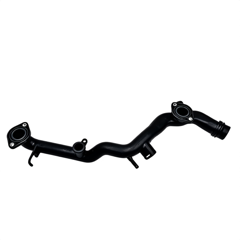 Black coolant hose assembly with multiple ports and molded bends