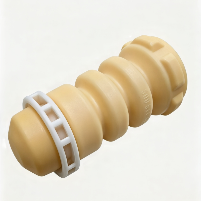 Rear suspension bump stop in beige rubber, with white end retaining clips