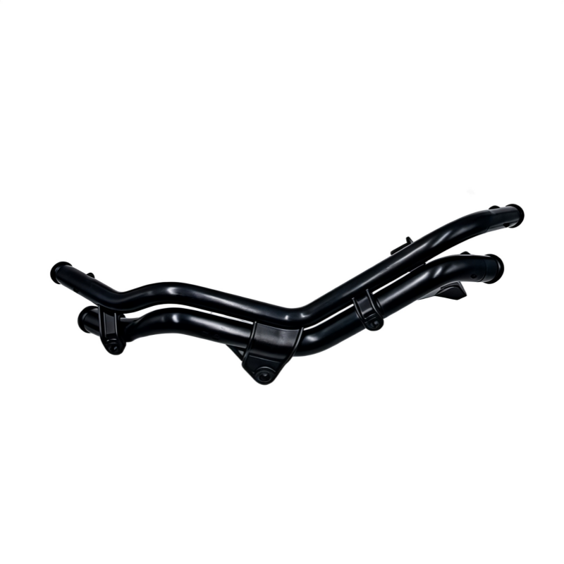 Pre-formed black coolant hose assembly with bracket and multiple connector ports