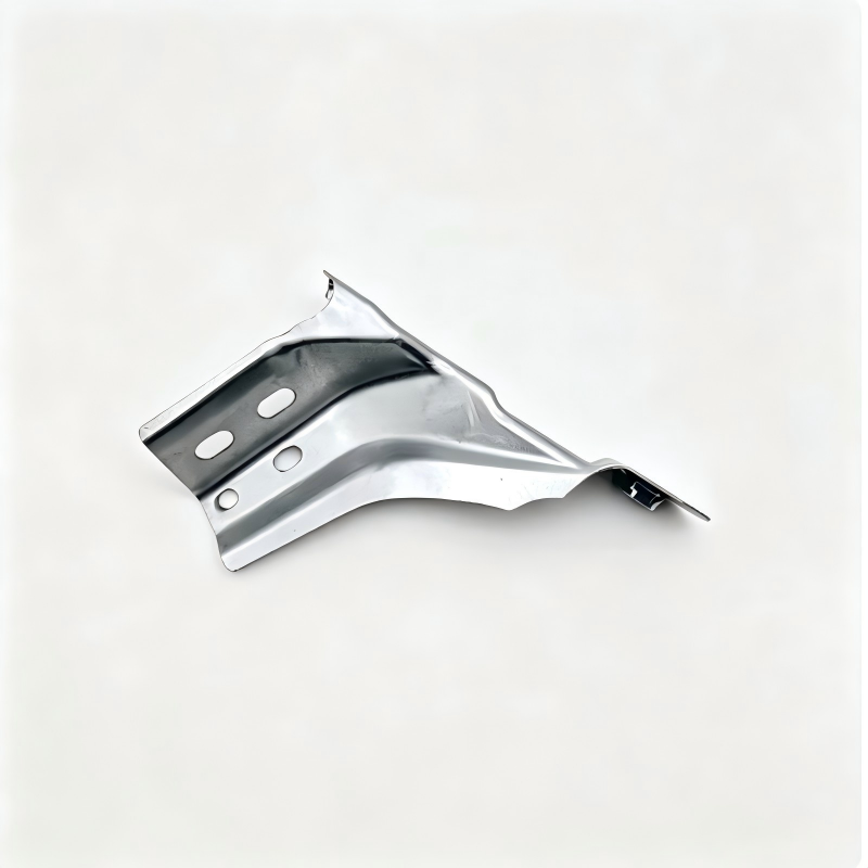 Silver curved fender mounting bracket with bolt holes and tabs