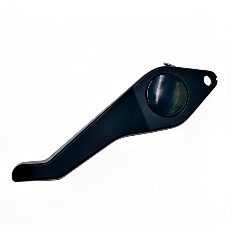 Hood latch handle with circular insert, black plastic auto latch part
