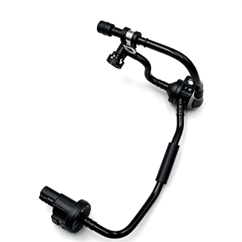 EVAP purge valve with two black hoses and mounting ports for vehicle EVAP system