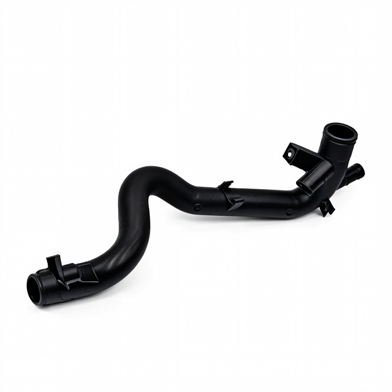 Black coolant hose with multi-connector bends and molded hose ends