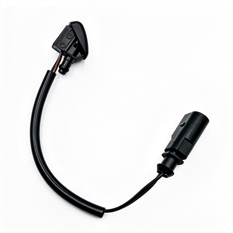 Windshield washer nozzle assembly with two connectors, black hose and nozzle tips