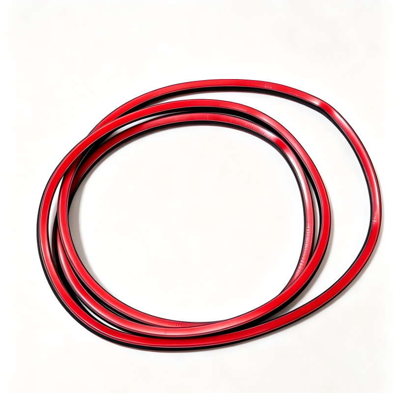 Red door weatherstrip seal set, curved flexible seals in multiple loops