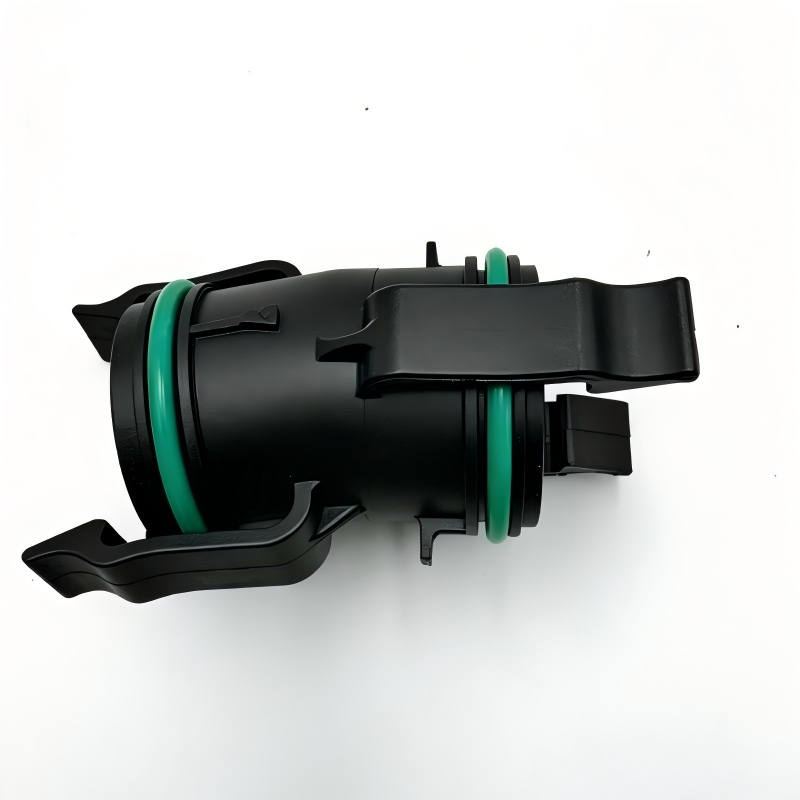 Turbo boost air pipe, black with green gasket ring and mounting clips