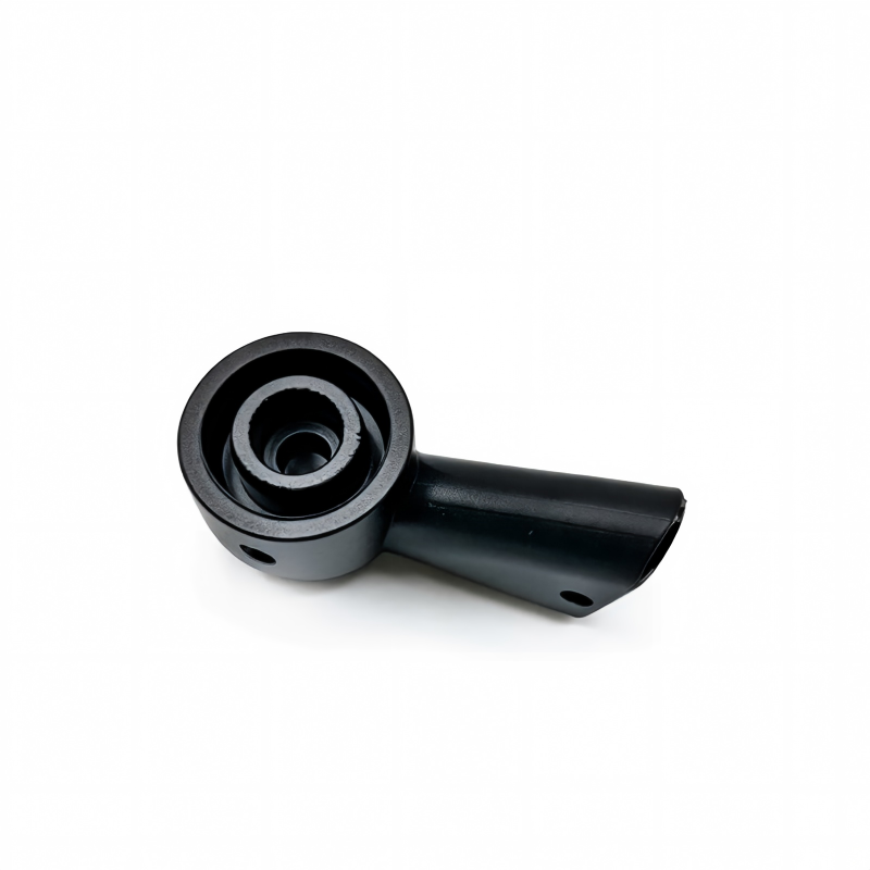 Windshield washer nozzle, black plastic with circular mount and outlet tube
