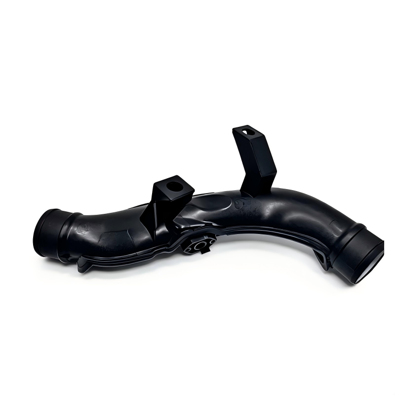 Black air intake hose with two mounting tabs and curved duct