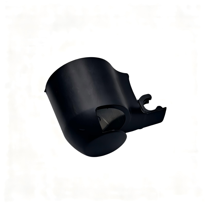 Black rear wiper arm cover with curved housing and circular opening