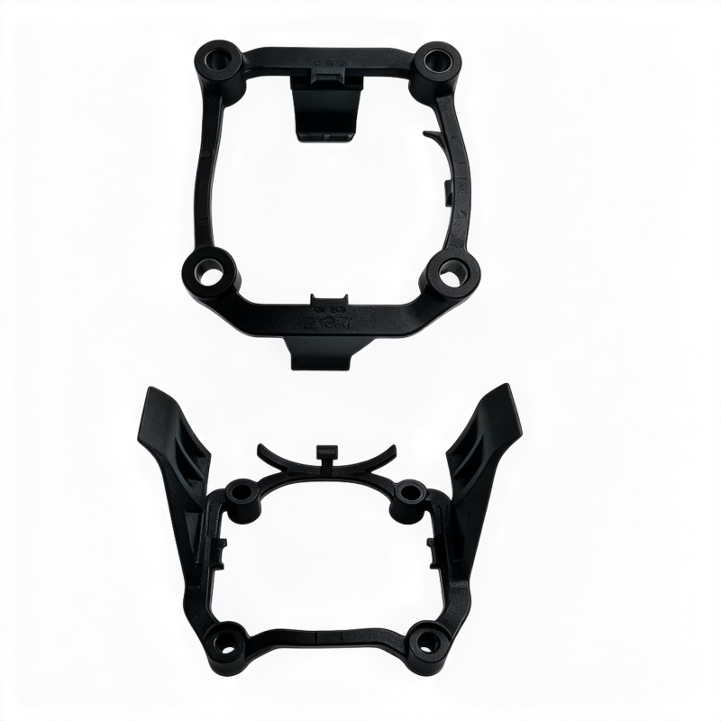 Throttle body bracket pair, black plastic frames with bolt holes