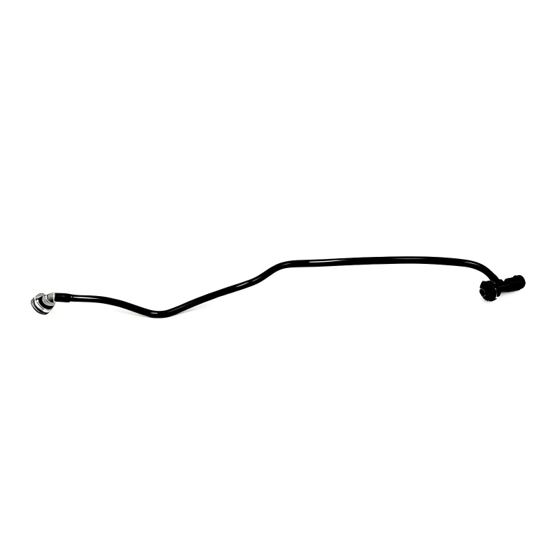 Black coolant hose with metal line fitting and electrical-style plug end