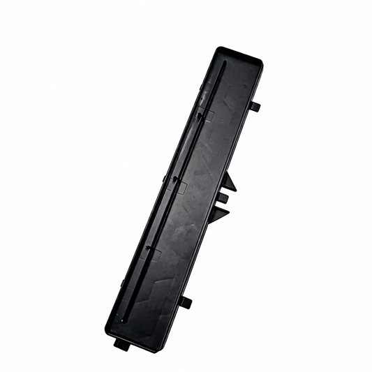 Cabin air filter cover, black plastic panel with mounting clips