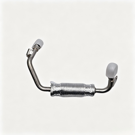 Turbo boost pipe, U-shaped with corrugated metal sleeve and two connector ends