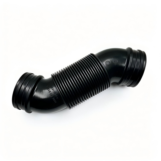 Black ribbed air intake hose with curved section and two molded tube ends