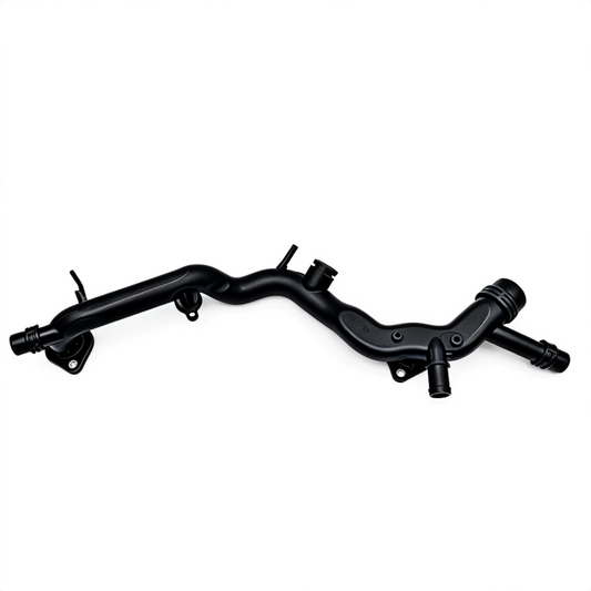 Black rubber coolant hose with branched shape and multiple barbed connectors