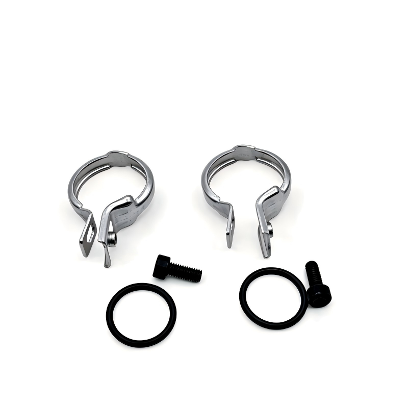 Heater core repair kit: two silver hose clamps with black seal ring and screws