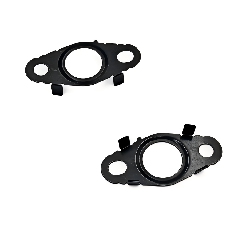 Set of two black oil line seal rings with mounting tabs and side holes