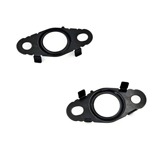 Set of two black oil line seal rings with mounting tabs and side holes