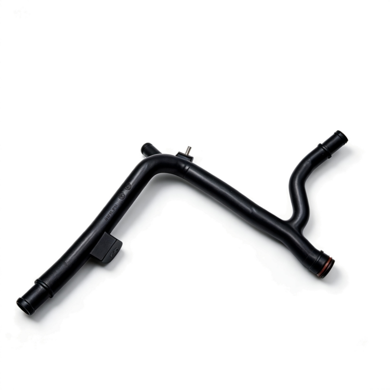 Black coolant hose assembly with molded elbows and orange-ring connector ends