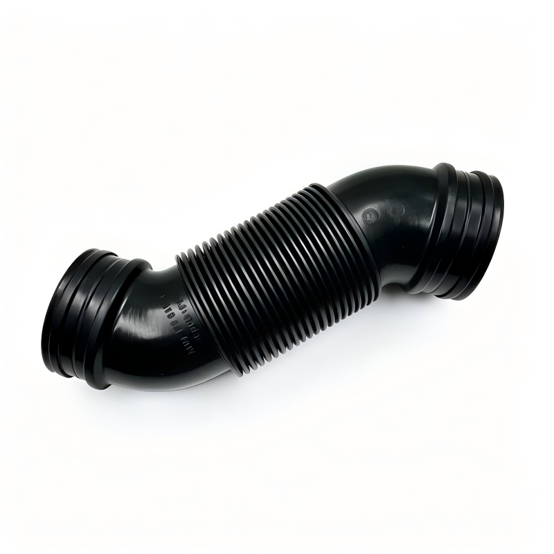 Air intake hose, ribbed black rubber with angled coupler ends