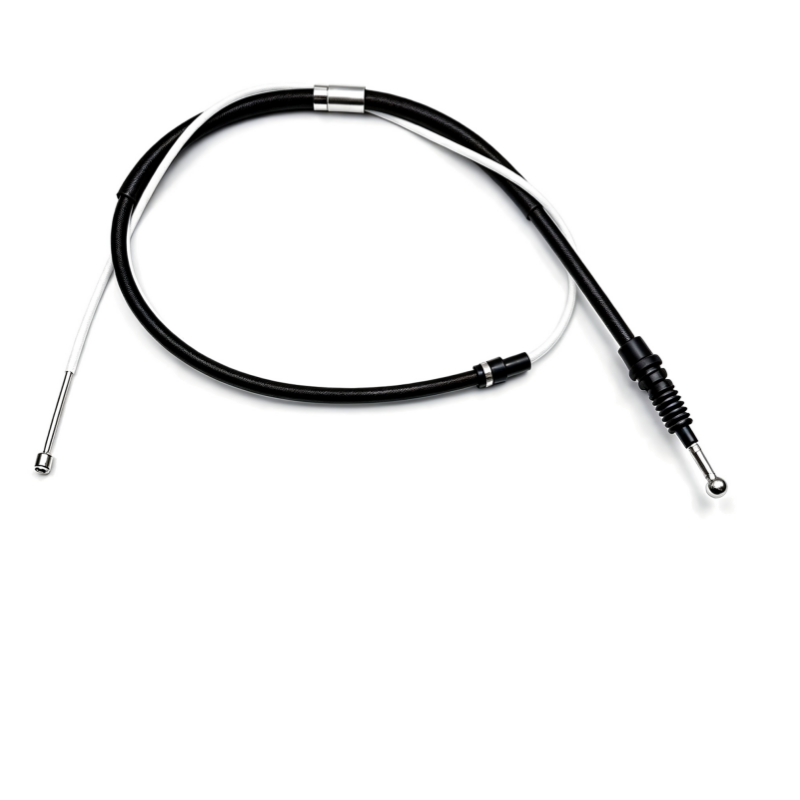 Hood release handle cable assembly with black hoses and chrome end fittings