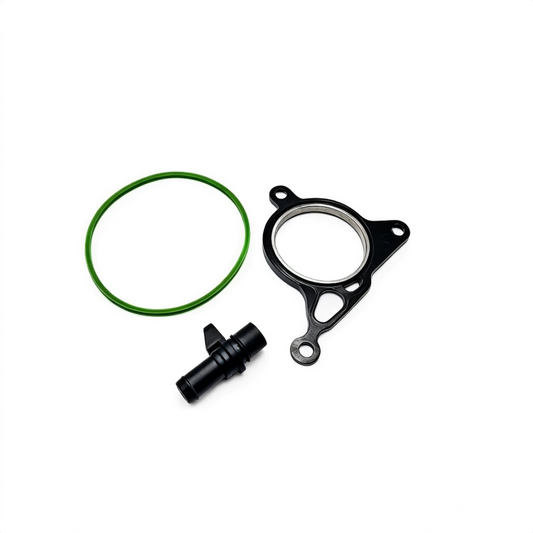 Vacuum pump gasket kit: green O-ring, black gasket, and small black seal fitting