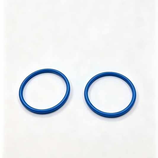 Two blue circular fuel pump seals (O-rings)