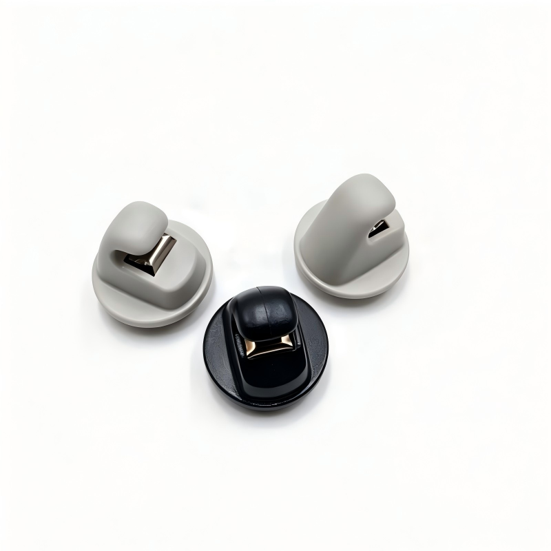 Sun visor mounting bracket clips set: black center and two light gray clips